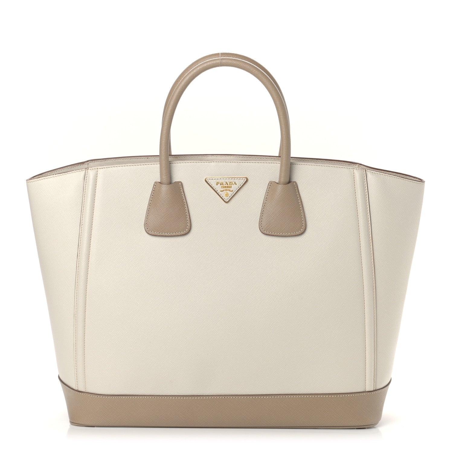Prada Saffiano Lux Bi-Color Tote Talco Visone 1 of 15