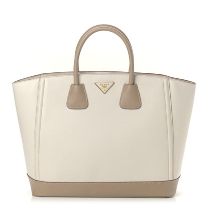 Prada Saffiano Lux Bi-Color Tote Talco Visone 1 of 15