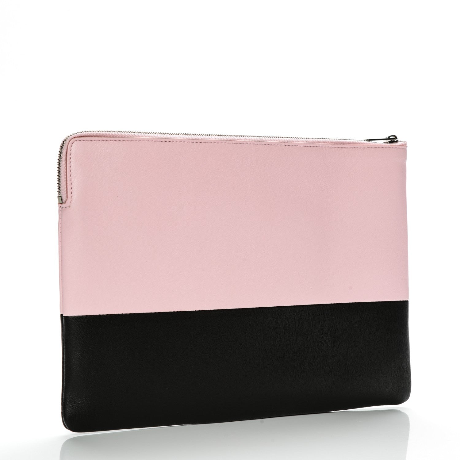 Celine Lambskin Bi-Color Solo Clutch Pouch Pale Pink Espresso 3 of 8