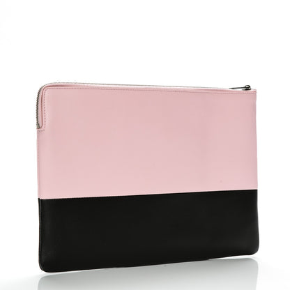 Celine Lambskin Bi-Color Solo Clutch Pouch Pale Pink Espresso 3 of 8