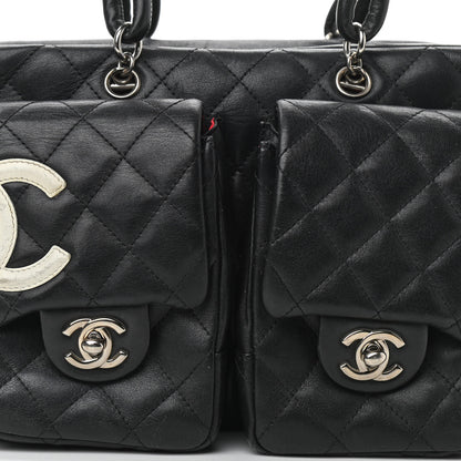 Chanel Calfskin Quilted Small Cambon Multipocket Reporter Black White 10 of 15