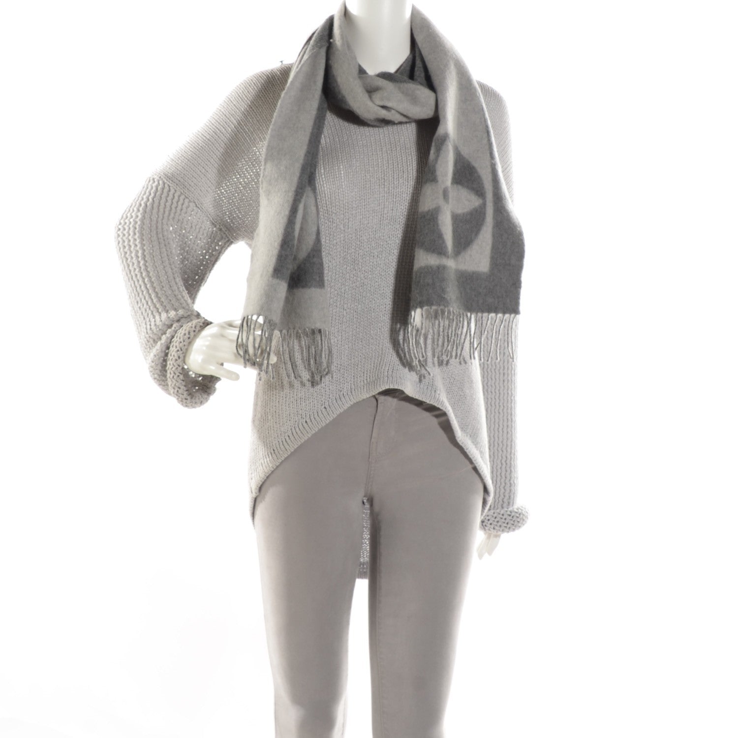 Louis Vuitton Lambswool Angora Cardiff Scarf Grey 2 of 5