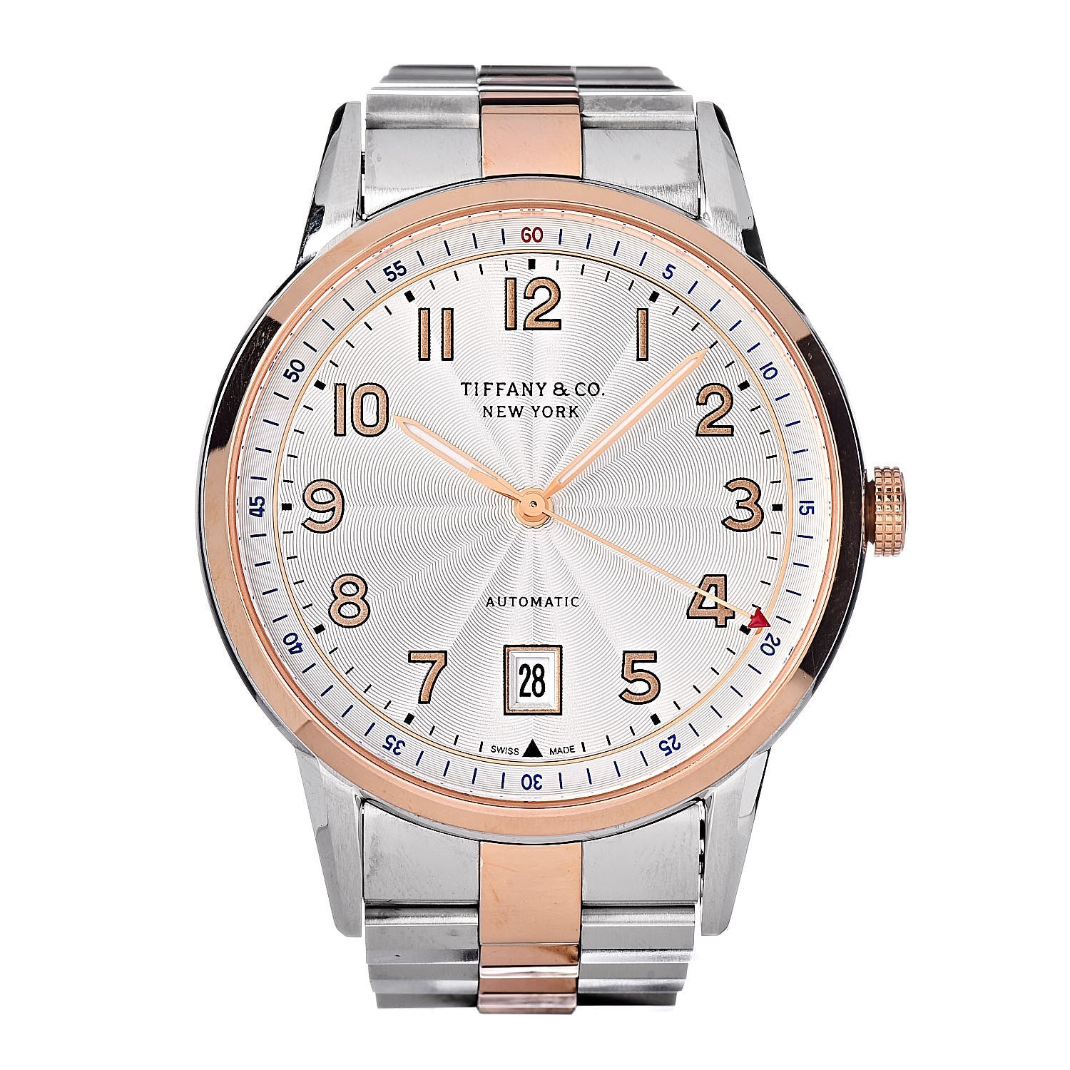 Tiffany Stainless Steel 18K Rose Gold 40mm CT60 3-Hand Automatic Watch 1 of 7