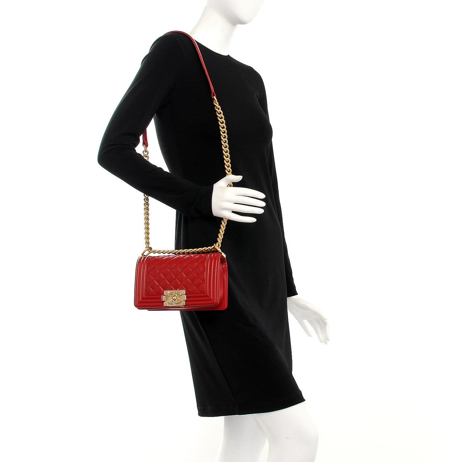 Chanel Lambskin Quilted Small Boy Flap Dark Red 2 of 7