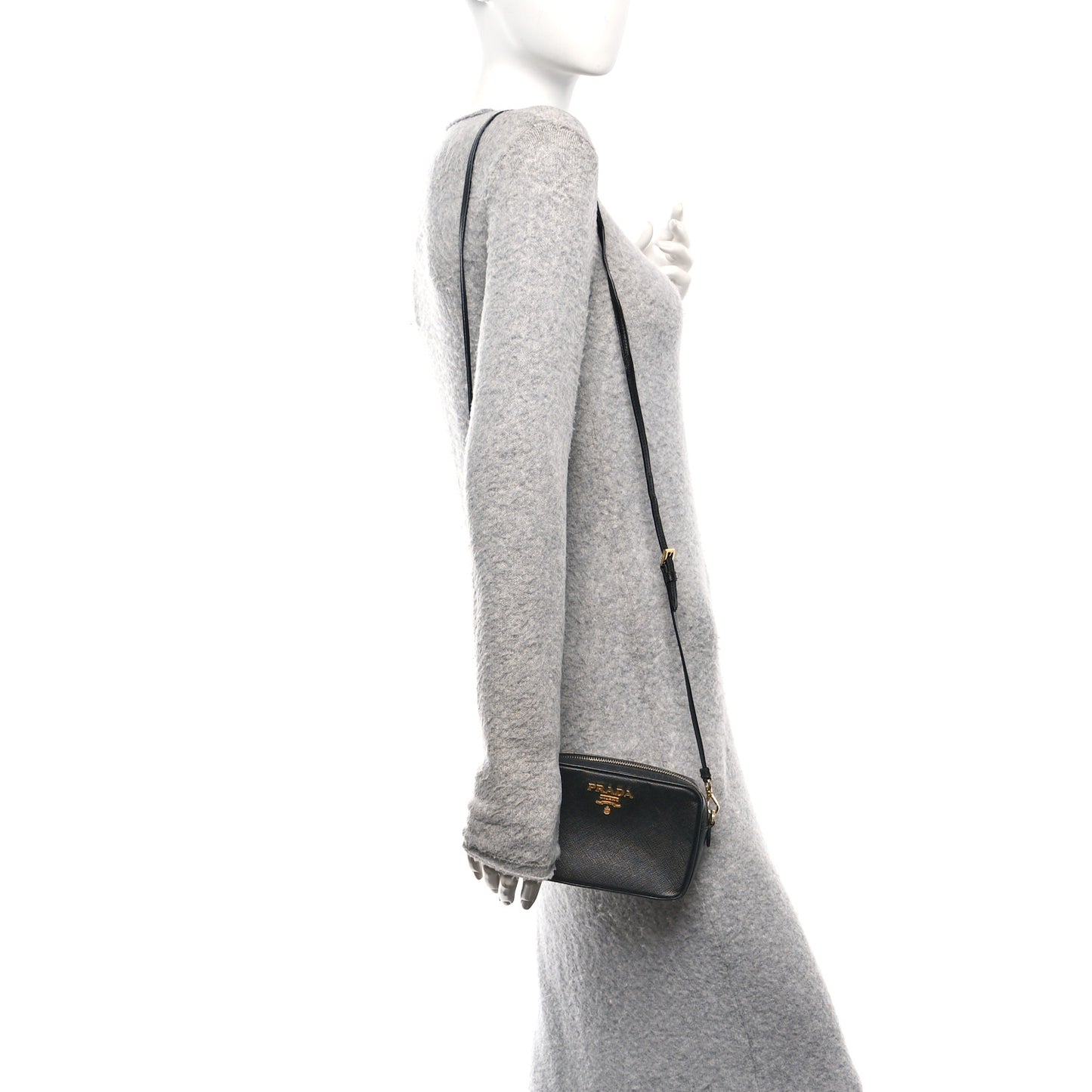 Saffiano Mini Camera Crossbody Bag Black