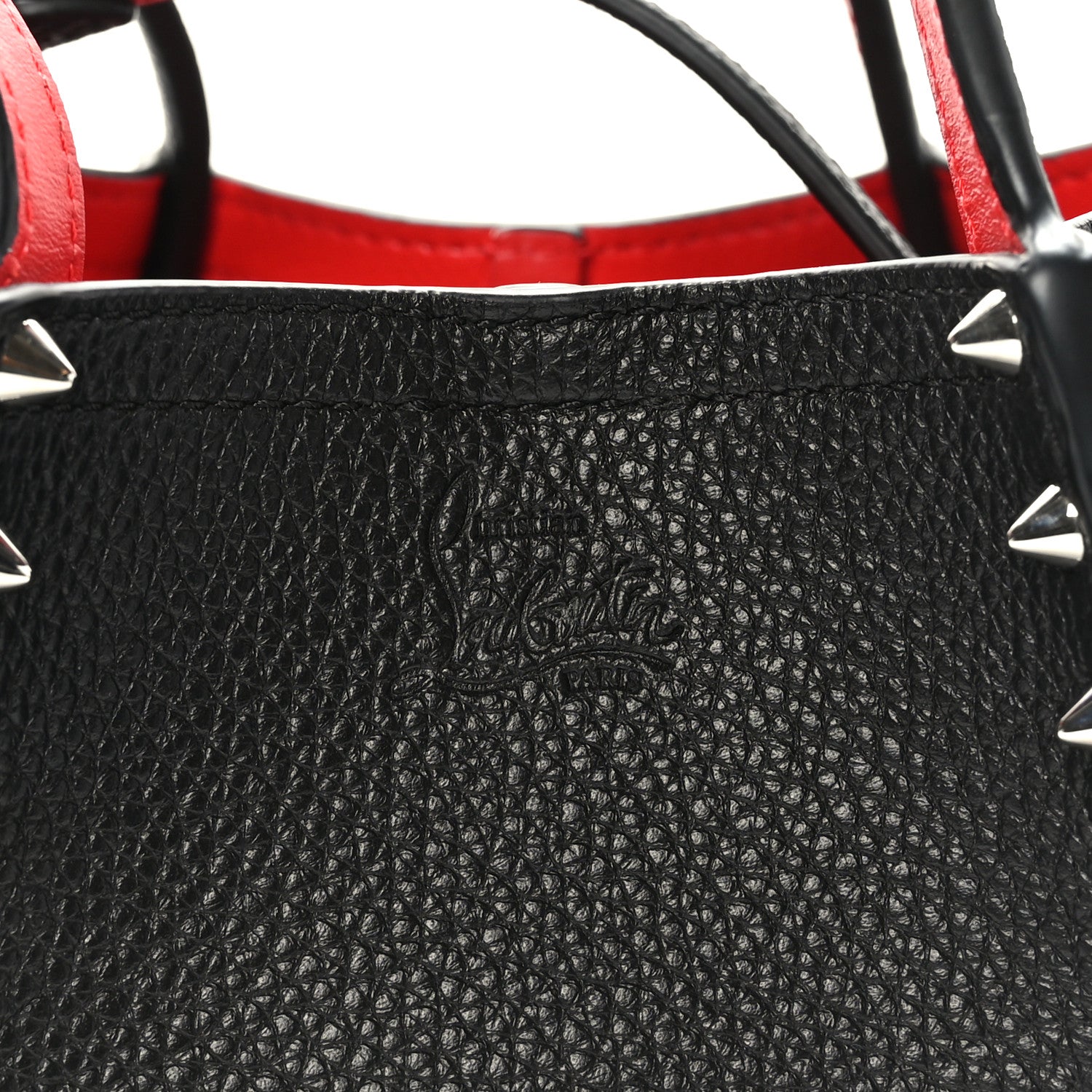 Christian Louboutin Calfskin Spiked Mini Cabarock Shopper Tote Black 6 of 8
