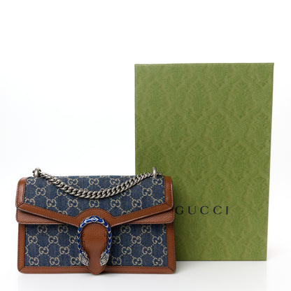 Gucci New Denim GG Monogram Dollar Calfskin Enamel Small Dionysus Shoulder Bag Blue Tea Cuir Epilog Electric Blue 12 of 12