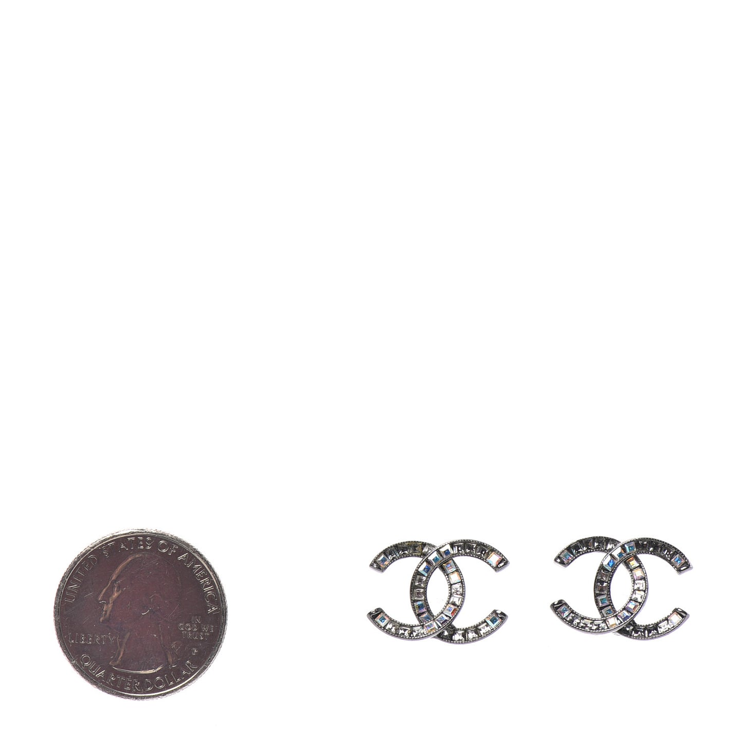 Crystal Baguette CC Earrings Ruthenium