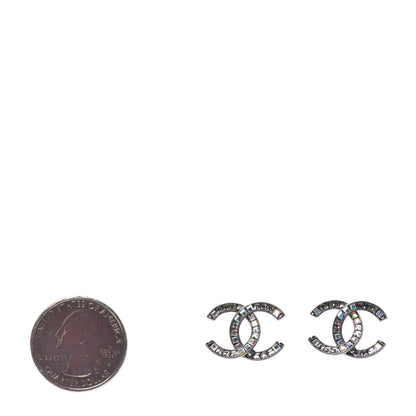 Chanel Crystal Baguette CC Earrings Ruthenium 2 of 4