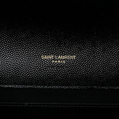 Saint Laurent Grain De Poudre Matelasse Chevron Monogram Envelope Clutch Black 6 of 10
