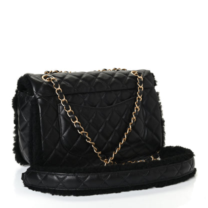 Chanel Lambskin Shearling Large CC Flap Bag Black 2 of 4