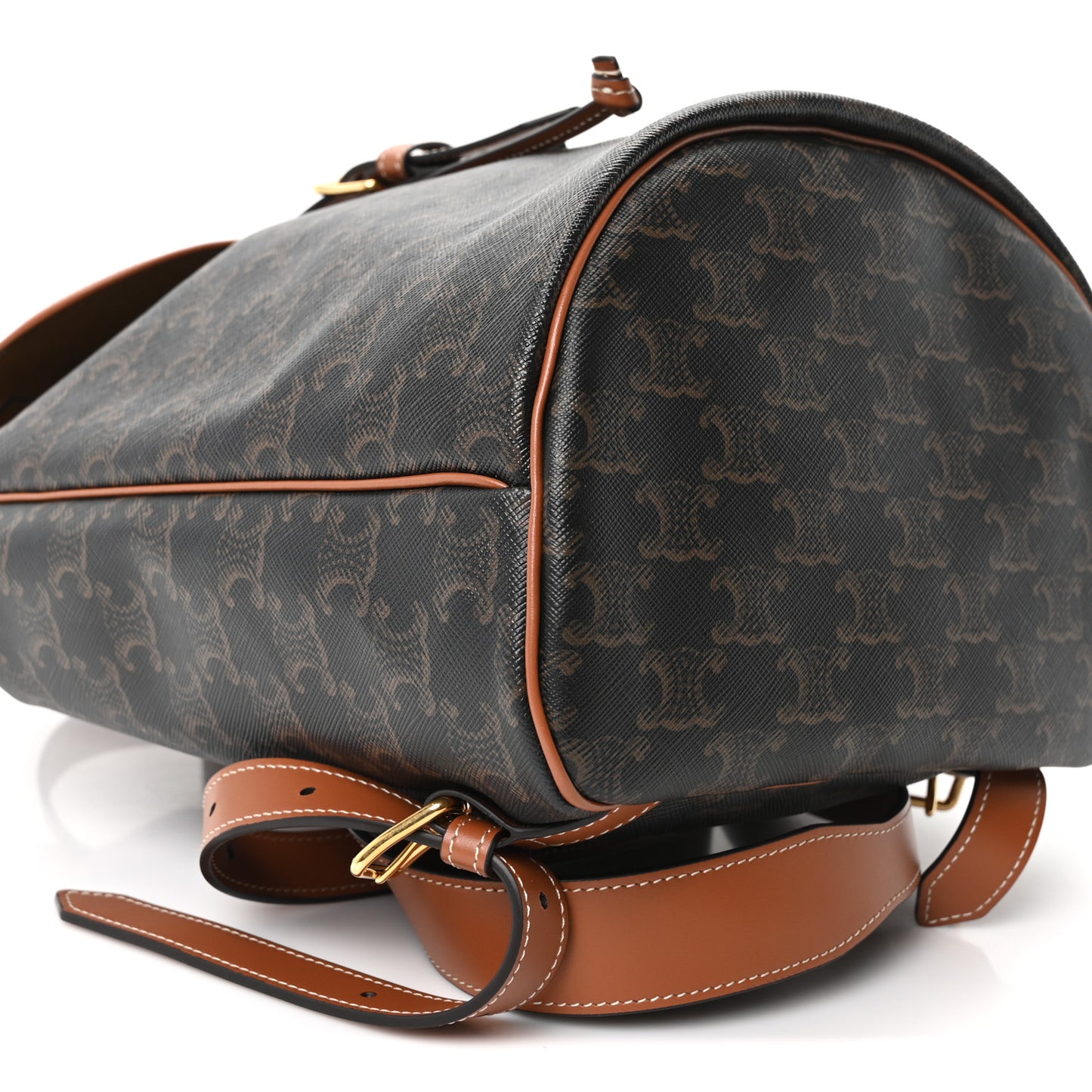 Triomphe Canvas Calfskin Folco Backpack Tan