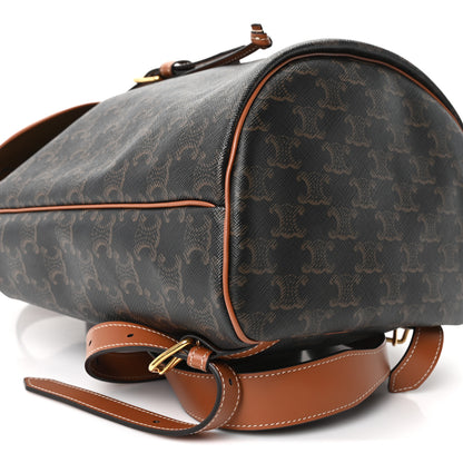 Celine Triomphe Canvas Calfskin Folco Backpack Tan 8 of 9