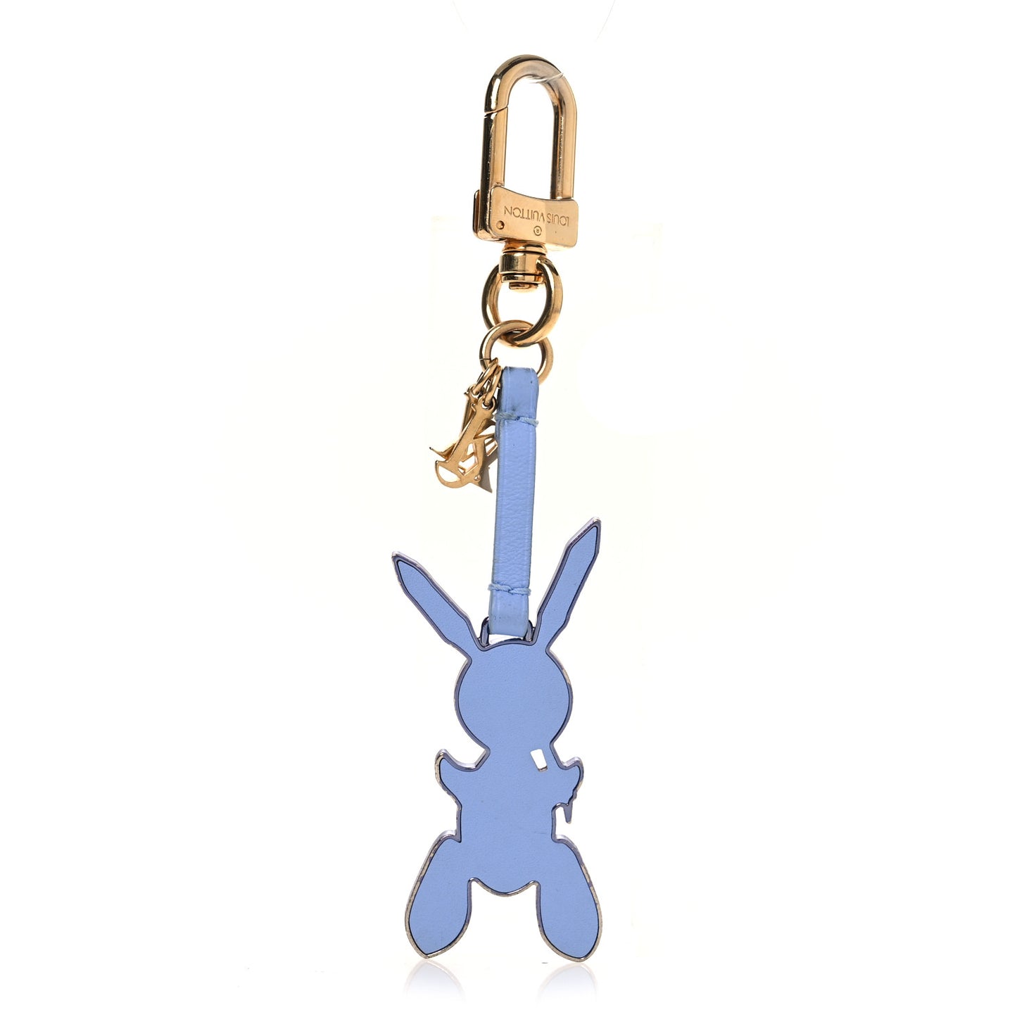 Calfskin Jeff Koons Masters LV Rabbit Bag Charm Key Ring Blue