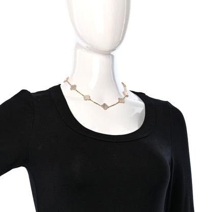 Van Cleef & Arpels 18K Yellow Gold Mother of Pearl 10 Motifs Vintage Alhambra Necklace 3 of 6