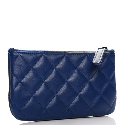 Chanel Lambskin Quilted Small Cosmetic Case Blue 4 of 9