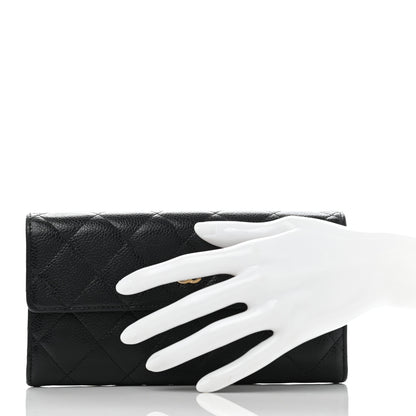 Chanel Caviar Quilted Large Gusset Flap Wallet Black 2 of 17