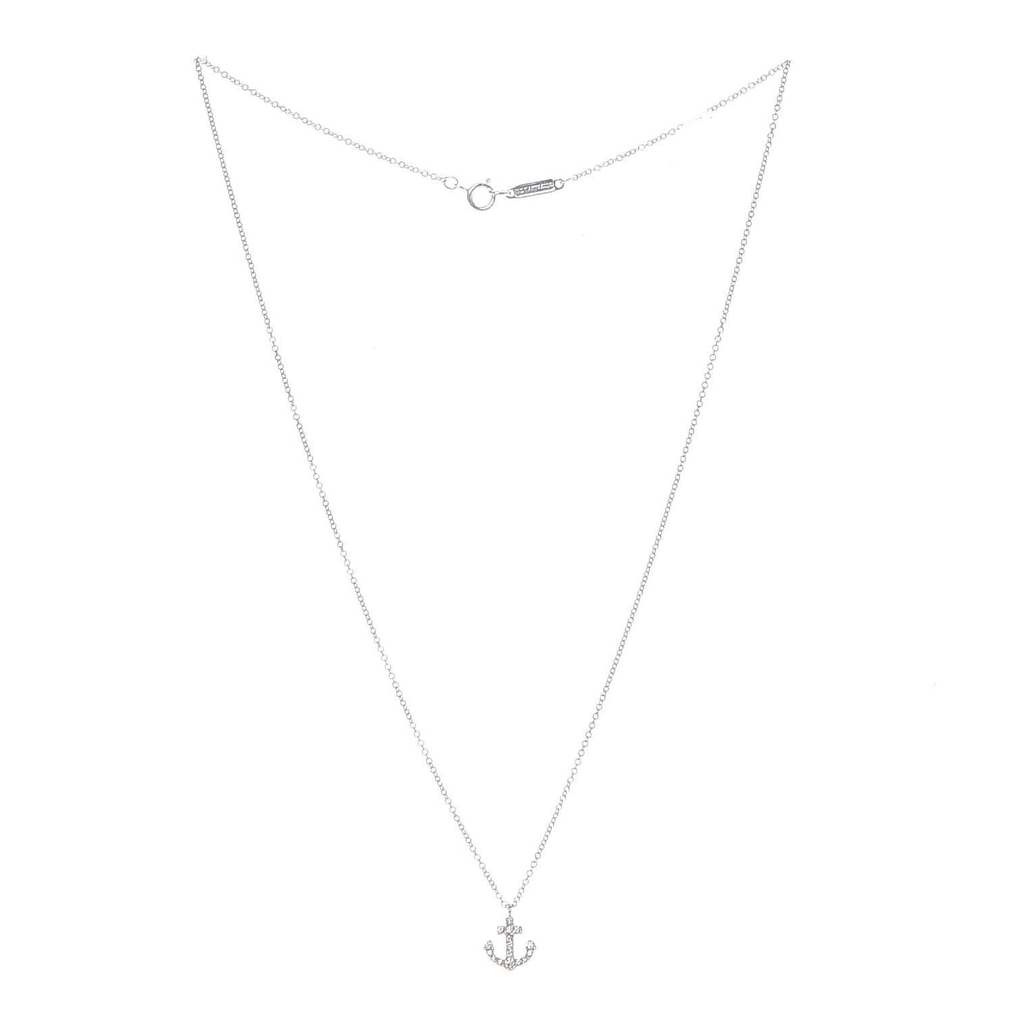 18K White Gold Mini Metro Anchor Pendant Necklace