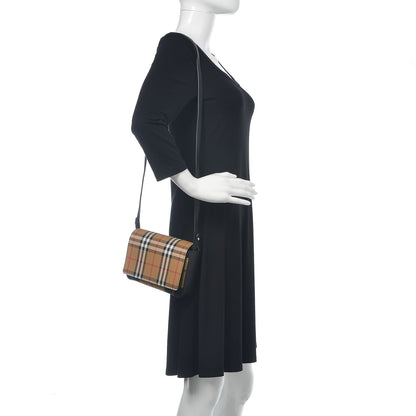 Burberry House Check Tartan Mix Hampshire Crossbody Antique Yellow Black 2 of 12