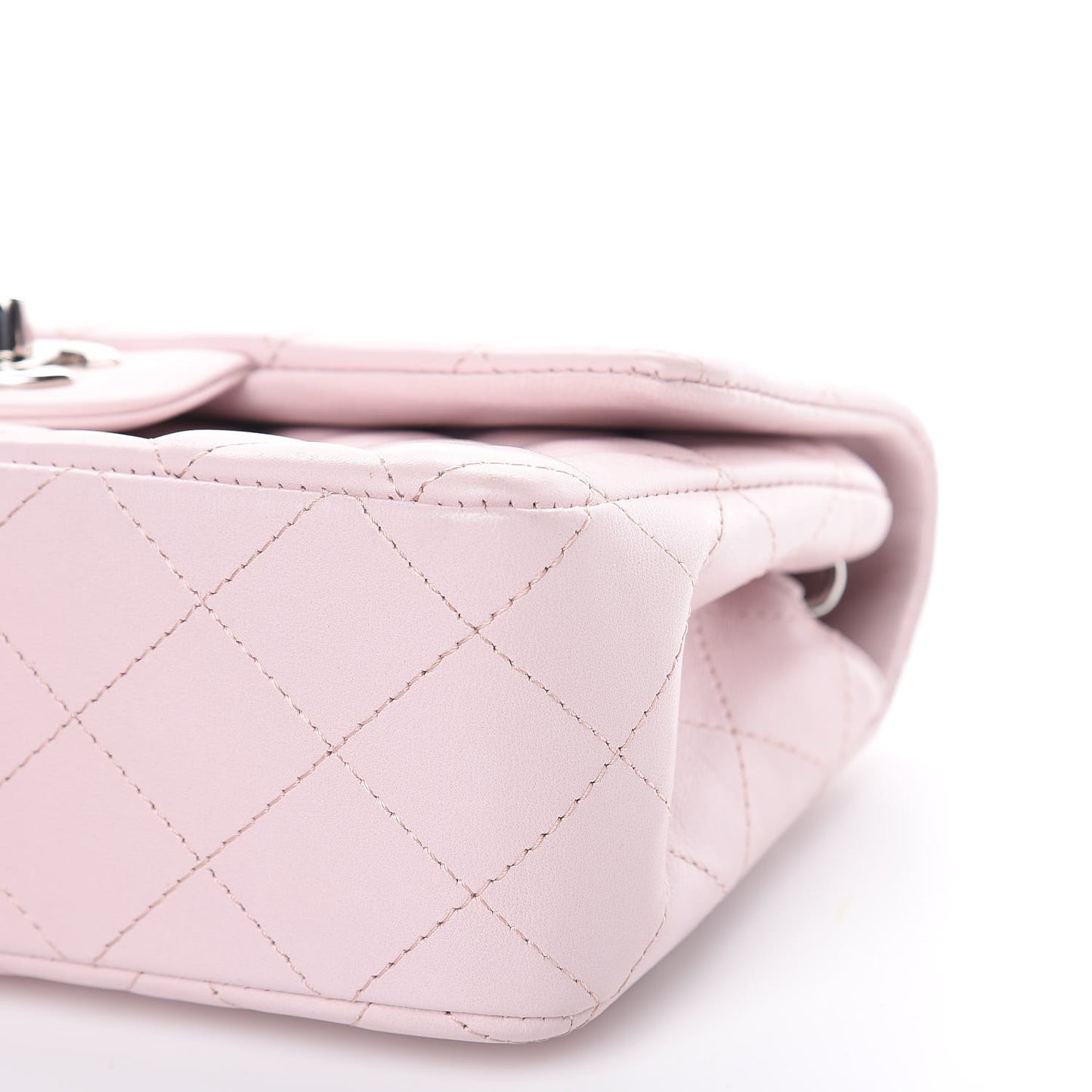 Lambskin Quilted Mini Rectangular Flap Light Pink