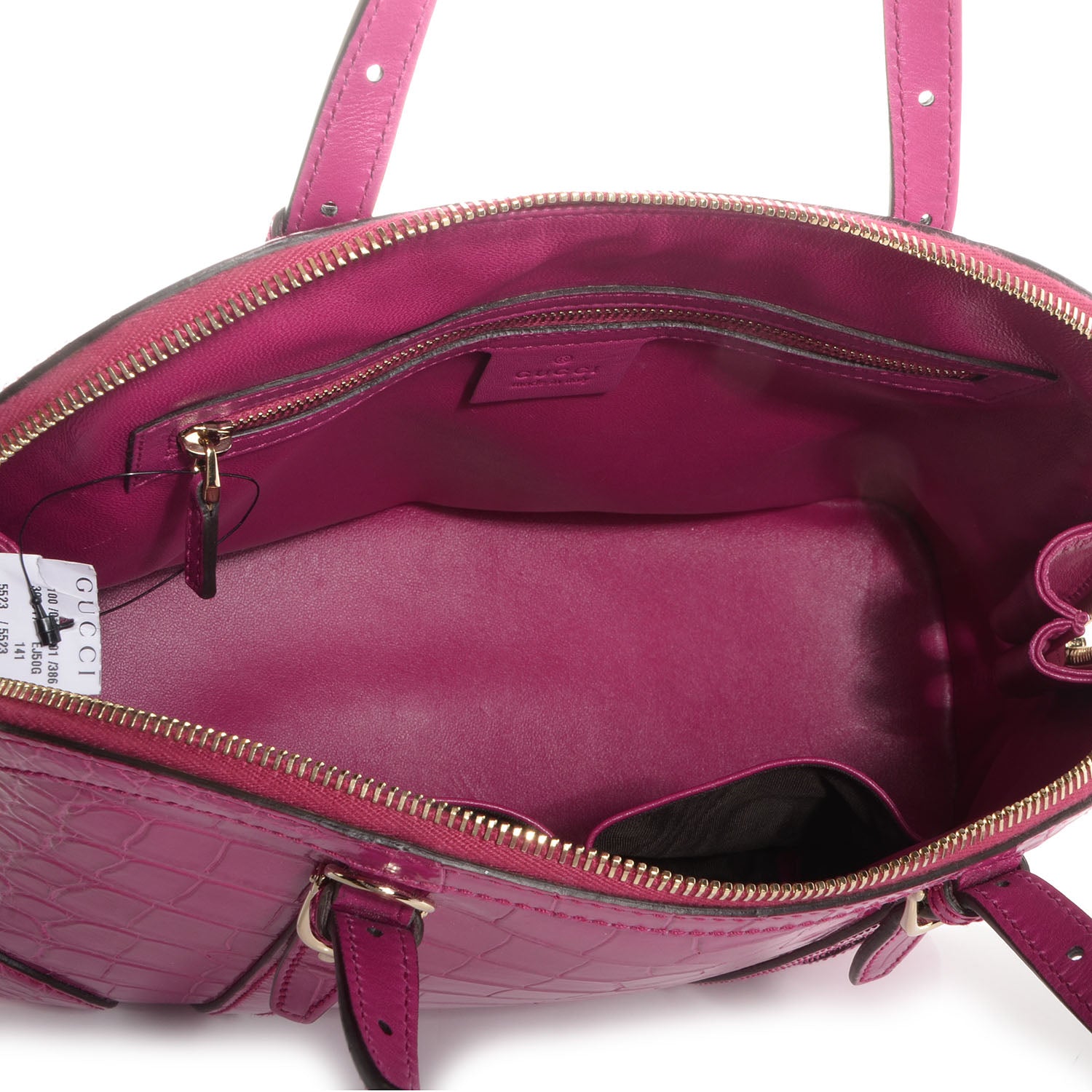 Gucci Crocodile Small Nice Top Handle Dome Bag Fuchsia 5 of 7