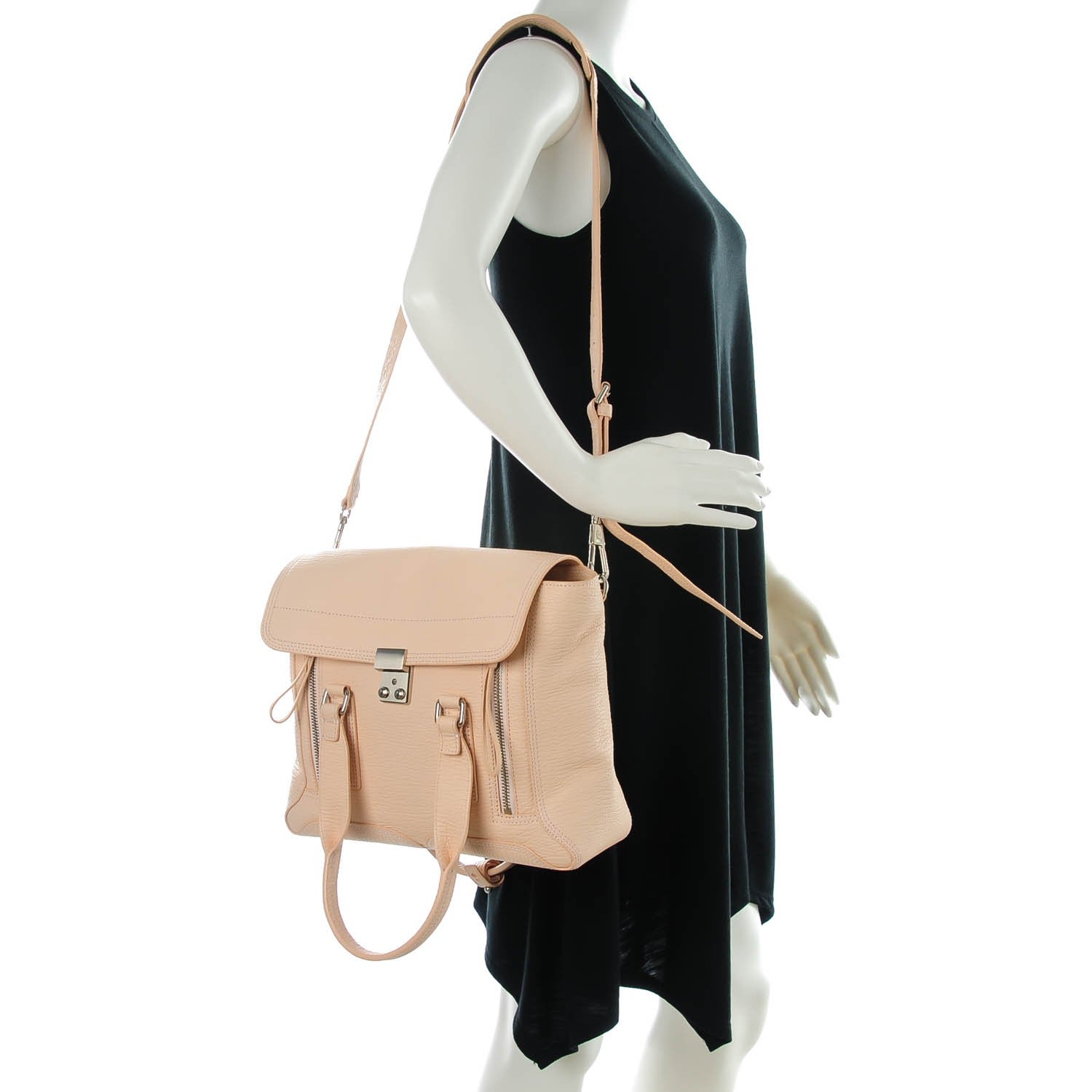 3.1 Phillip Lim 3.1 Textured Calfskin Medium Pashli Satchel White Peach 2 of 7