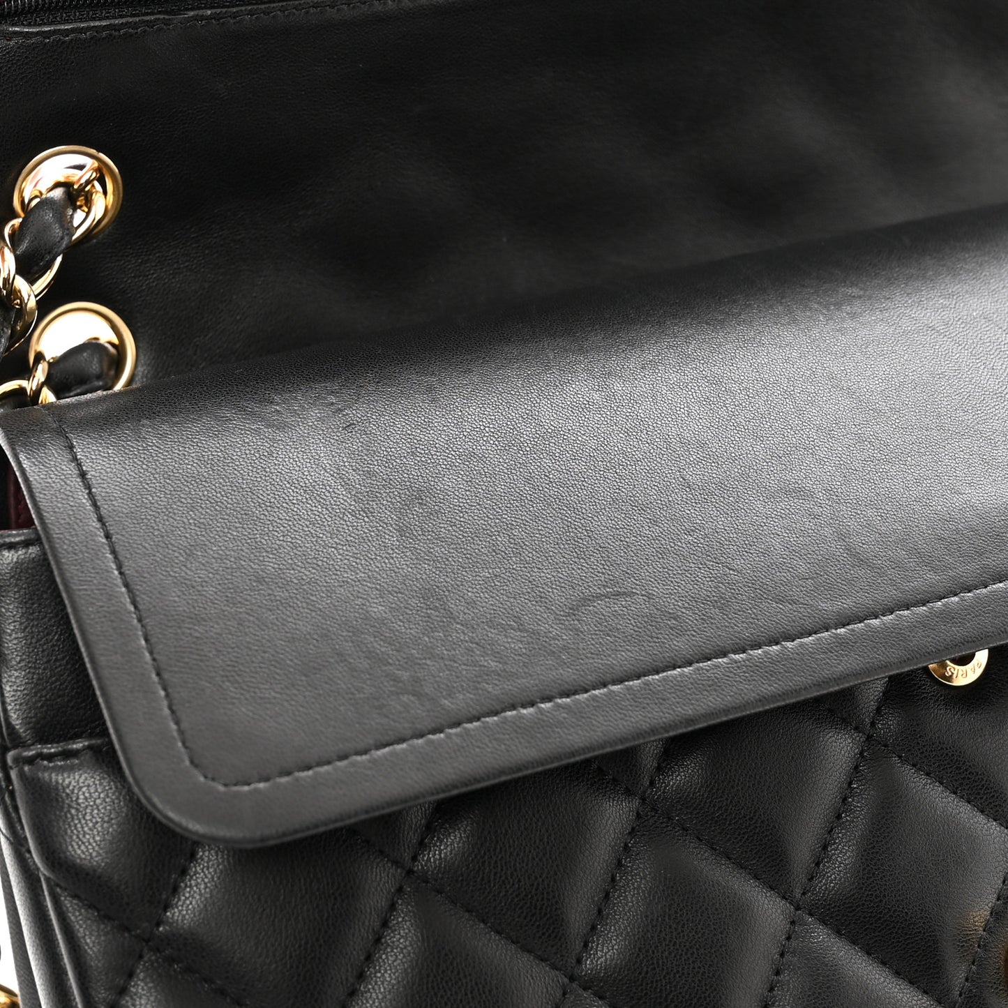 Lambskin Quilted Jumbo Double Flap Black