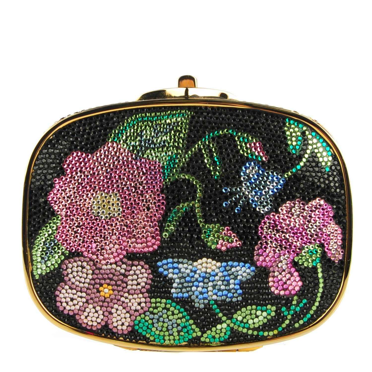 Judith Leiber Swarovski Crystal Floral Miniaudiere Clutch 1 of 7