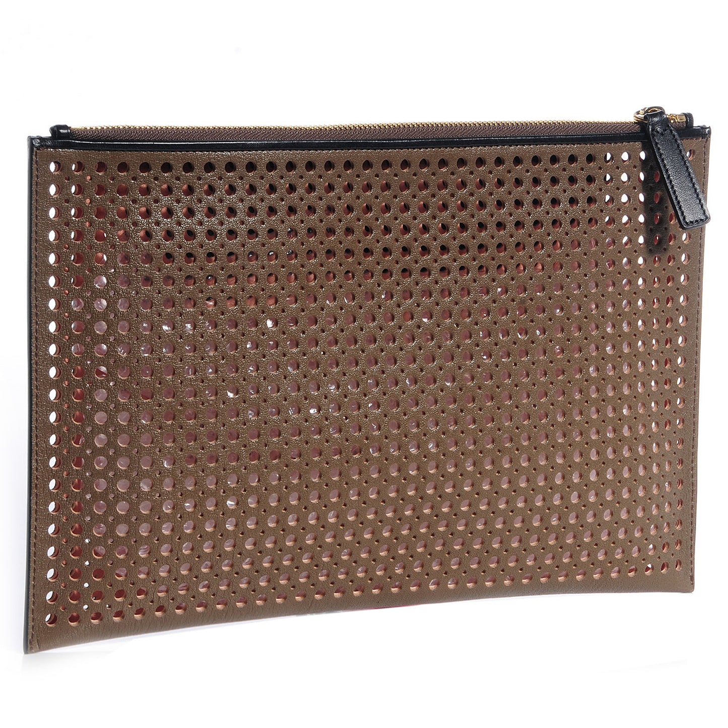 Perforated Goatskin Large Alice Clutch Anchor Grey
