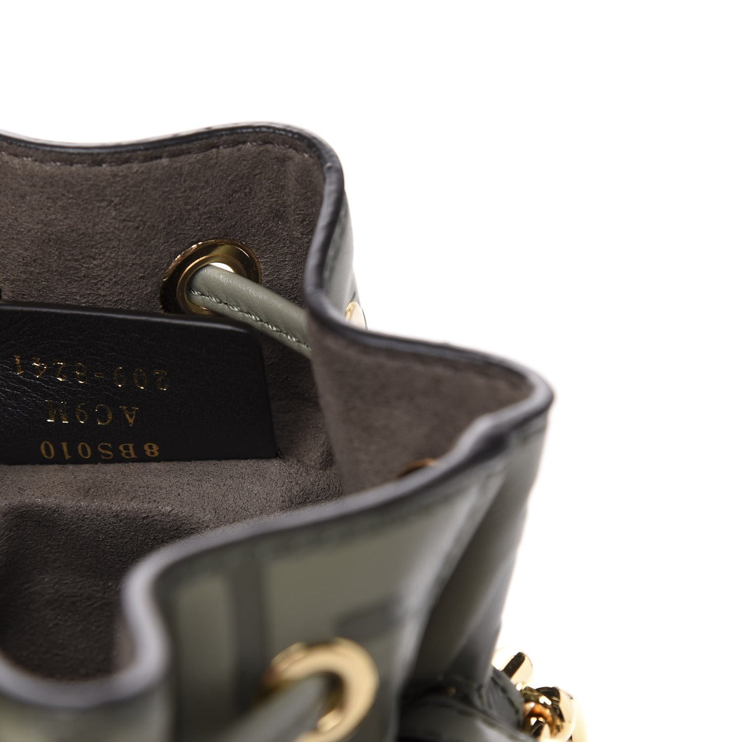 Calfskin F is Fendi FF 1974 Embossed Mini Mon Tresor Bucket Bag Moon