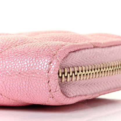 Chanel Iridescent Caviar Quilted Zipped Key Holder Case Rose Pink 7 of 9