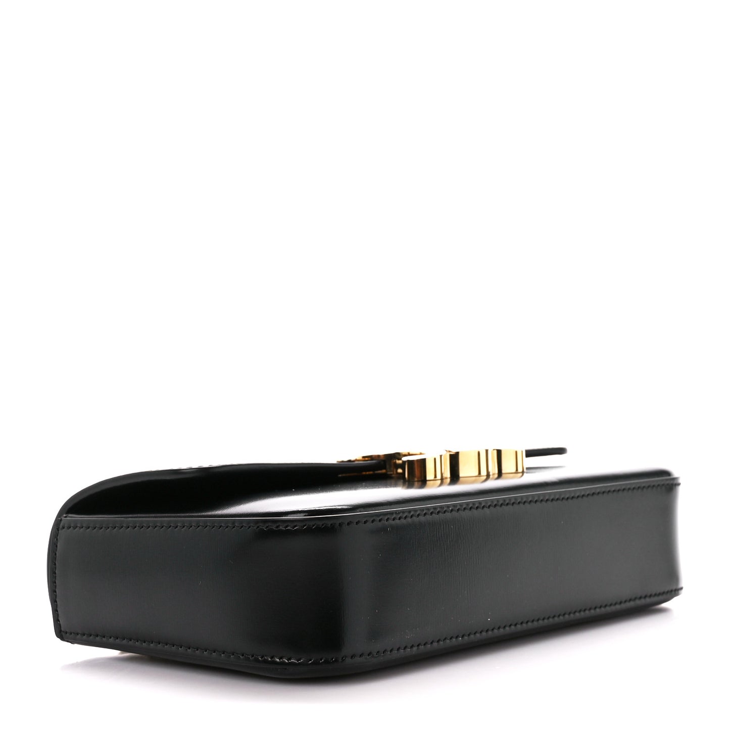 Shiny Calfskin Triomphe Chain Shoulder Bag Black