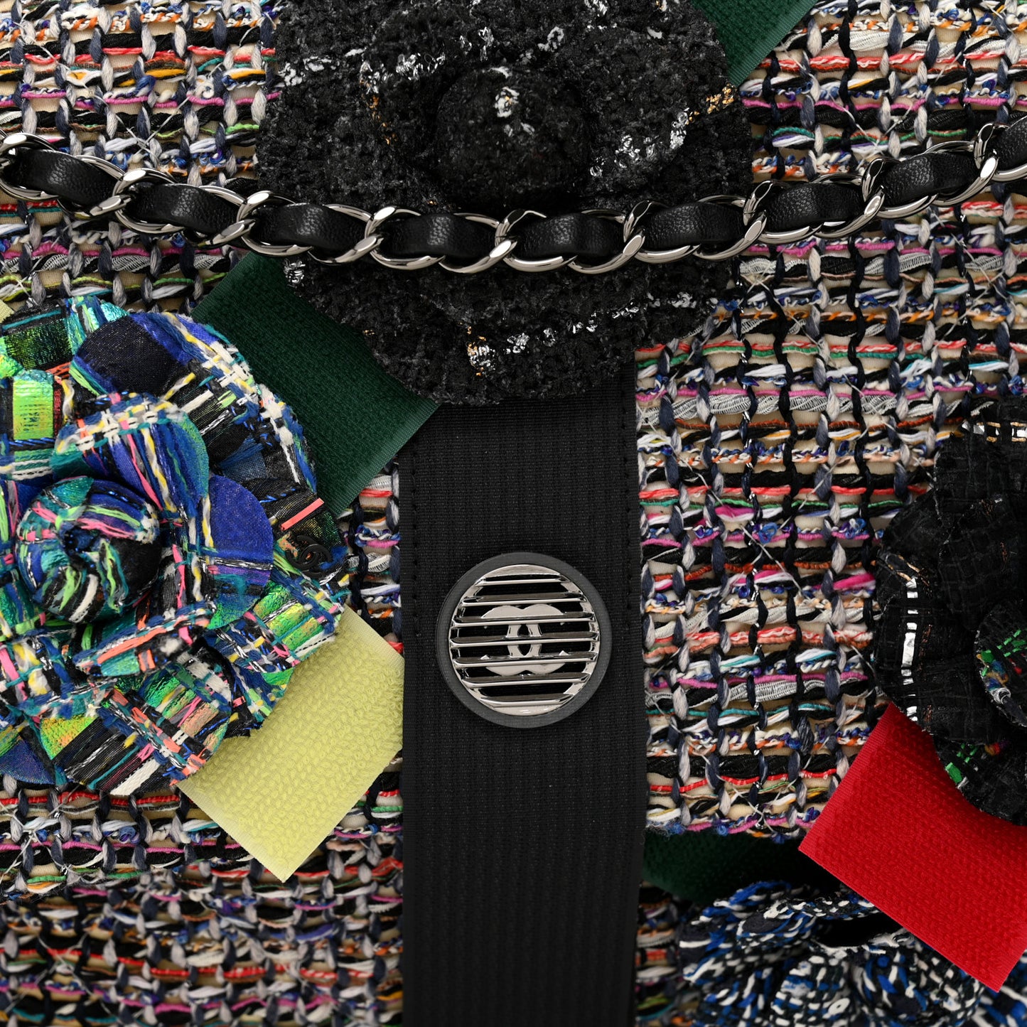 Tweed Camellia Flap Bag Multicolor