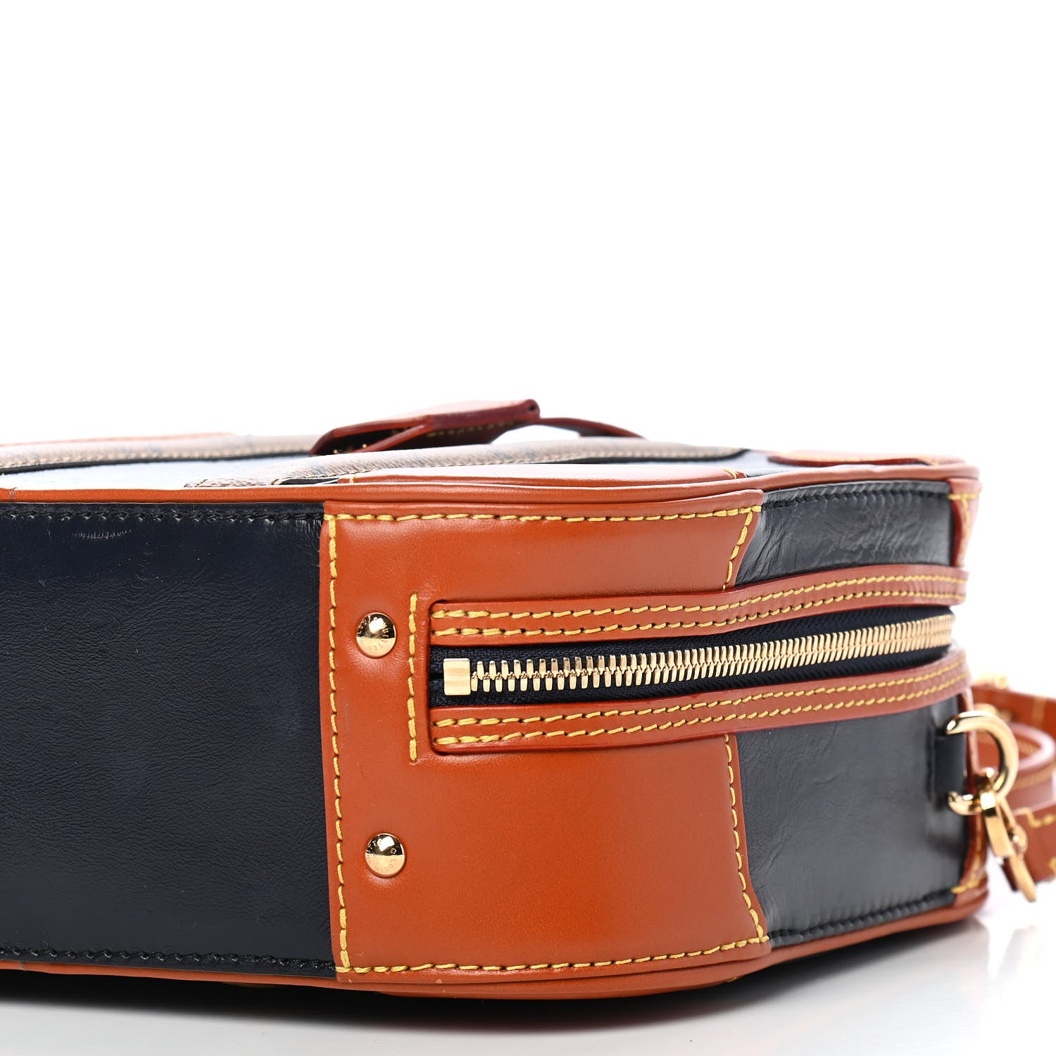 Louis Vuitton Calfskin Reverse Monogram Valisette PM Navy Caramel 10 of 10