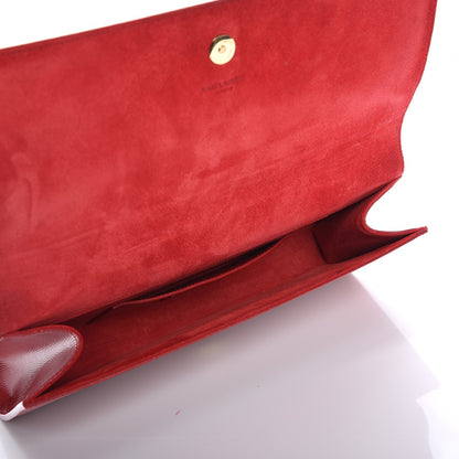 Saint Laurent Patent Grain de Poudre Classic Monogram Clutch Red 5 of 7