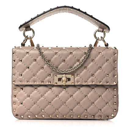 Valentino Garavani Nappa Medium Rockstud Spike Shoulder Bag Poudre 1 of 8