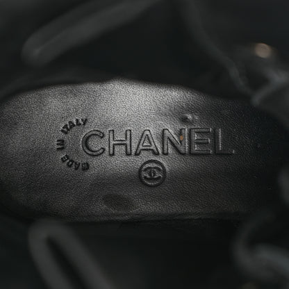 Chanel Calfskin Quilted Lace Up Combat Boots 41.5 Black 7 of 11