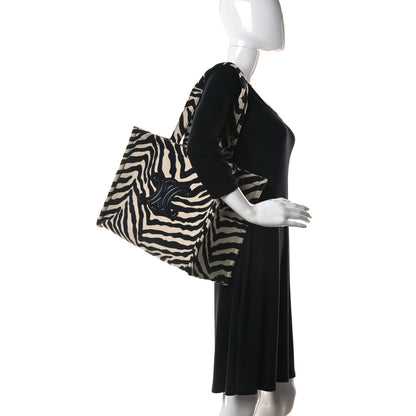 Celine Canvas Calfskin Triomphe Large Cabas Thais Natural Black 2 of 10