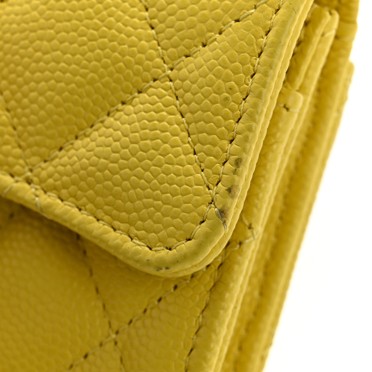 Chanel Caviar Quilted Flap Card Holder Wallet Yellow 9 of 9