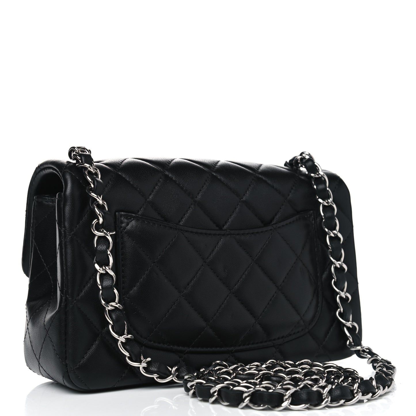 Lambskin Quilted Mini Rectangular Flap Black