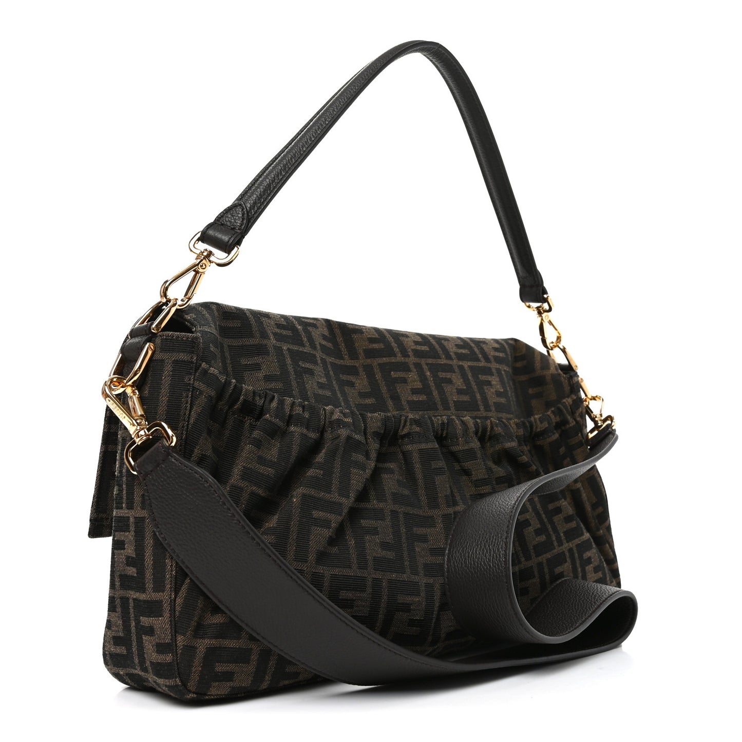 Fabric Jacquard FF 1974 Maxi Baguette Tobacco Moro Black