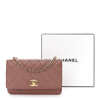 Chanel Lambskin Quilted Trendy CC Wallet On Chain WOC Nude 14 of 14
