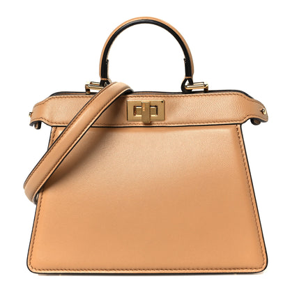 Fendi Shiny Nappa Petite Peekaboo I SEE U Satchel Miele Scuro 1 of 12