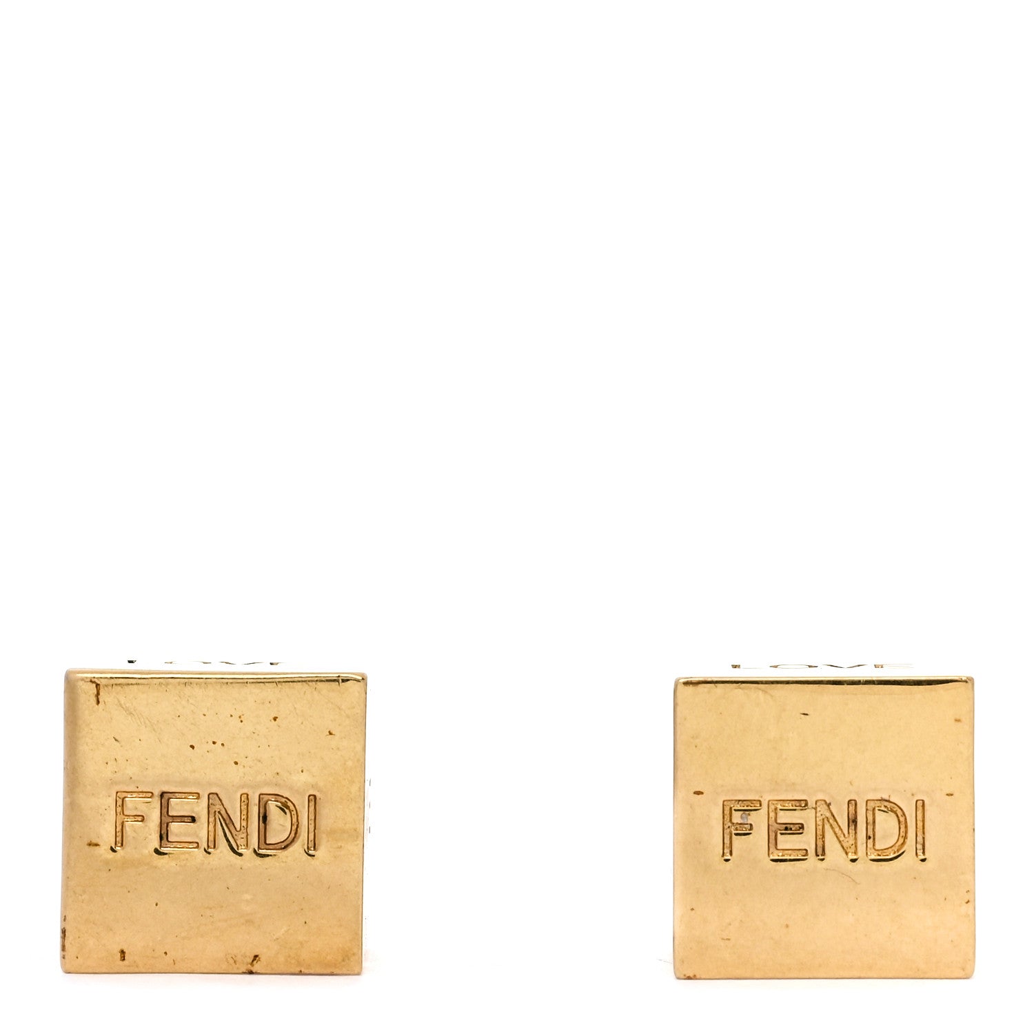 Fendi Metal Cube Earrings Gold 1 of 4