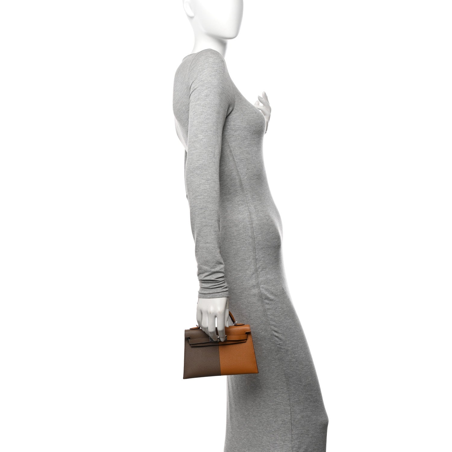 Hermes Epsom Casaque Mini Kelly Sellier 20 Etoupe Sesame Bleu Indigo 2 of 19