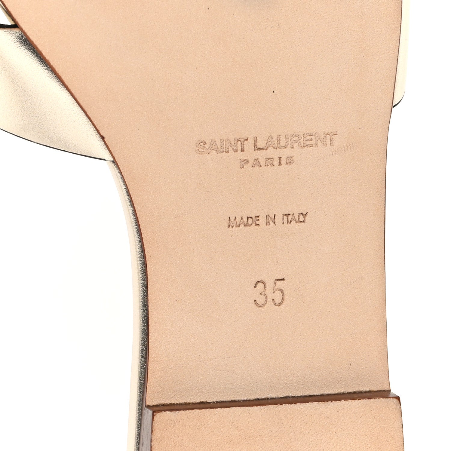 Saint Laurent Metallic Calfskin Nu Pied 05 Slide Sandals 35 Platino 7 of 10