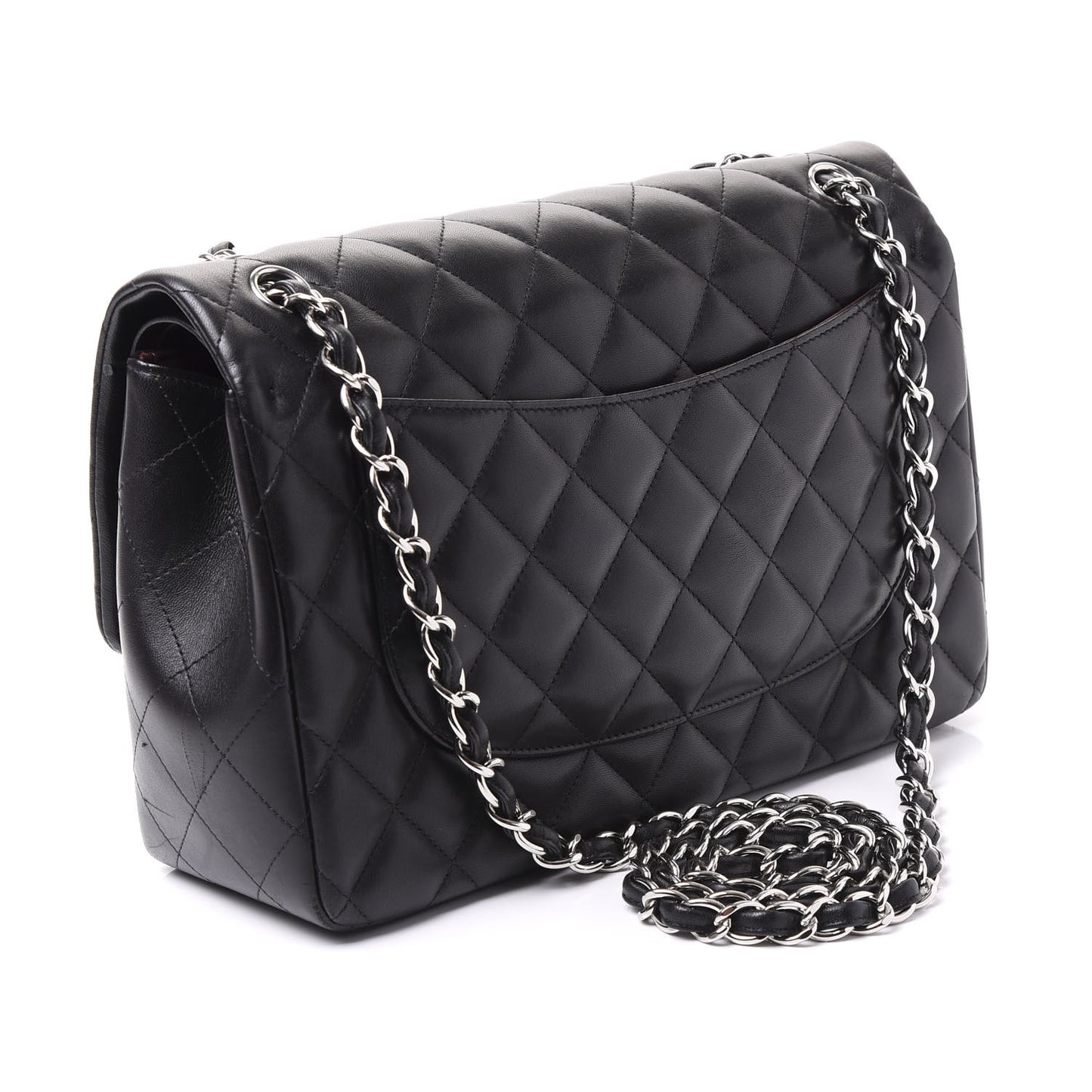 Lambskin Quilted Jumbo Double Flap Black