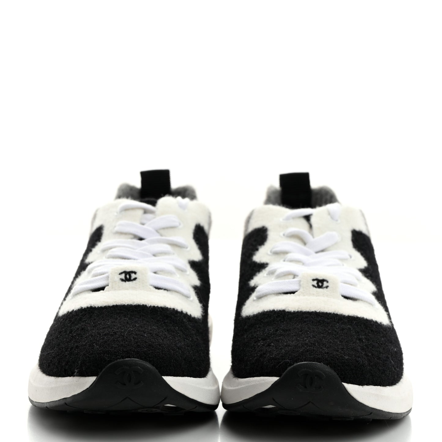 Mixed Fabrics Knit Sneakers 38 Black Grey White