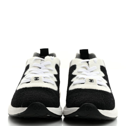 Chanel Mixed Fabrics Knit Sneakers 38 Black Grey White 2 of 9