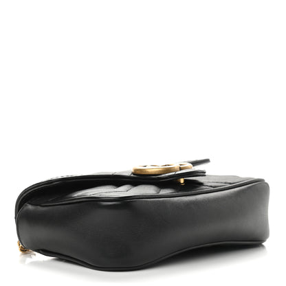 Gucci Calfskin Matelasse Super Mini GG Marmont Shoulder Bag Black 4 of 9